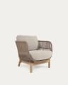 Catalina armchair made with beige rope and FSC solid acacia wood