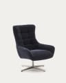 Fauteuil Teryl en tissu chenille bleu et métal gris FSC 100%