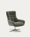 Fauteuil Teryl en tissu chenille vert et métal gris FSC 100%