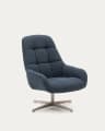 Jaspe blue swivel armchair with grey-finished metal, FSC 100%