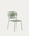 Talaier stackable outdoor chair made from synthetic cord and galvanised turquoise steel