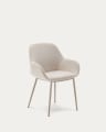 Silla Konna beige y patas de acero con acabado pintado beige