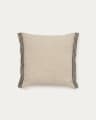 Kissenbezug Niven aus 100 % meliertem Leinen mit Seitenstreifen in Beige, 45 x 45 cm