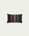 Housse de coussin Sairu en lin avec broderie en jute noir et beige 30 x 50 cm