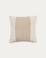 Zoren beige pleated 100% linen cushion cover 50 x 50cm