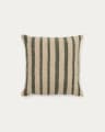 Naila green contrasting stripe cushion cover in acrylic fibres 50 x 50cm
