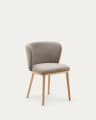 Chaise Ciselia chenille marron et bois de frêne finition ton naturel FSC Mix Credit