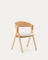 Godia chair made of ash veneer and solid rubber wood with a natural finish and beige chenille