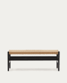 Zaide bench made of solid oak wood in a black finish and rope cord seat, 120 cm, FSC 100%