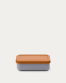 Lili lunch box in orange and blue silicone