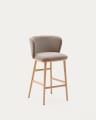 Hocker Ciselia braune Chenille und massive Esche mit natürlichem Finish FSC Mix Credit 65 cm