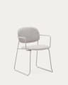 Stuhl Meli mit beiger Chenille und beigen Metallbeinen FSC Mix Credit