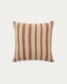 Naila terracotta contrasting stripe cushion cover in acrylic fibres 50 x 50cm