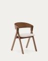 Godia chair made of ash veneer and solid rubber wood with a wenge finish and beige chenille