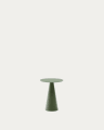 Wilshire side table with frosted tempered glass and matt green painted steel finish Ø30cm