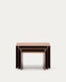 Litto set of 3 walnut veneer nesting tables with a natural colour finish 60 x 40 / 51 x 36 / 42 x 31 cm