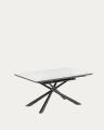 Tavolo allungabile Theone porcellanato bianco gambe acciaio finitura nera 160 (210)x90 cm