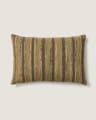 Dorevi green striped silk blend jacquard cushion cover 40 x 60cm
