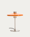 Nuvira table lamp in light grey brushed metal and orange lampshade