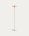 Nuvira floor lamp in light grey brushed metal and orange lampshade