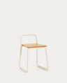 Tinn ash veneer chair with a beige metal structure