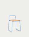 Tinn ash veneer chair with a blue metal structure