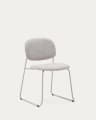 Meli stackable chair in beige chenille with beige metal legs FSC Mix Credit