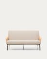 Amsen beige 2-seater sofa in oak plywood with brushed stainless steel legs 150cm FSC 100%