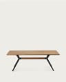 Amethyst oak veneer table with a distressed finish and black steel legs, 160 x 90 cm