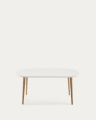 Mesa extensível Oqui MDF lacado branco e pernas madeira maciça faia 160 (260) x 100 cm