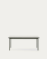 Maurina outdoor table in green galvanised steel with ecru-colored tiles 182 x 91cm