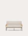 Amsen beige 2-seater sofa in oak plywood with brushed stainless steel legs 150cm FSC 100%