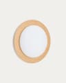 Novae ceiling lamp in light wood-effect brushed steel and frosted glass Ø 40 cm