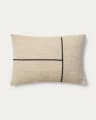 Anvera beige viscose jacquard cushion cover with black contrasting lines 40 x 60 cm