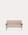 Amsen light brown 2-seater sofa in walnut plywood with brushed stainless steel legs 150cm
