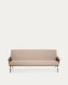 Amsen light brown 3-seater sofa in walnut plywood with brushed stainless steel legs 190cm