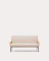 Amsen beige 2-seater sofa in oak plywood with brushed stainless steel legs 150cm
