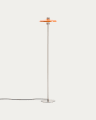 Nuvira floor lamp in light grey brushed metal and orange lampshade