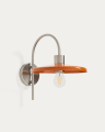 Nuvira wall light in light grey brushed metal with orange lampshade
