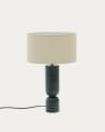 Vex table lamp in green marble with a grey linen shade