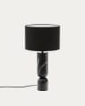 Vex table lamp in black marble with a black linen shade