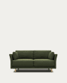 Gilma fire-retardant 2-seater sofa in thick green corduroy with natural-tone finish legs 170cm