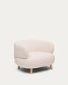 Luisa armchair in ecru boucle with solid beech wood legs 90 cm