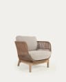 Catalina armchair made with beige rope and FSC solid acacia wood