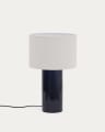 Toneric ceramic table lamp with blue finish and cotton