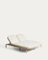 Alipa double sun lounger in FSC 100% solid acacia wood and ecru rope cord