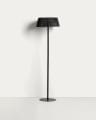 Aldet outdoor solar floor lamp in black flat rope cord with metal base Ø46cm