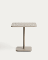 Brai outdoor table in taupe galvanised steel 70 x 70cm