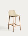 Alipa stool in FSC 100% solid acacia wood and ecru rope cord 75 cm