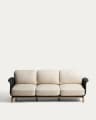 Alipa 3-seater sofa in solid acacia wood and dark grey rope cord 235 cm